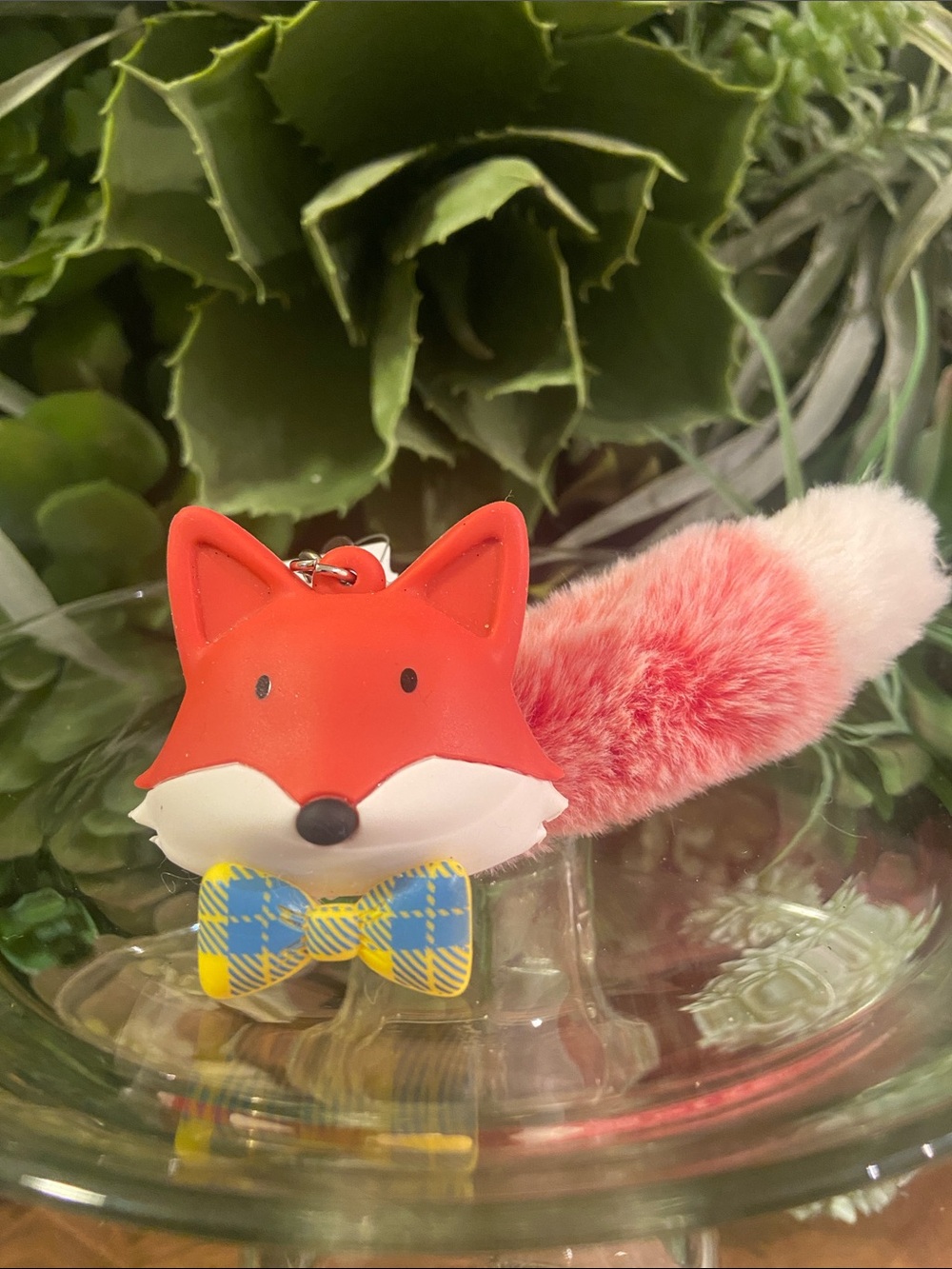 Bath & Body Works Red Fox Keychain PocketBac Plush with Blue & Yellow Bow